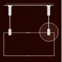 Lankový závěsný systém (nerez. lanko Ø 1,5 nebo Ø 2 mm)